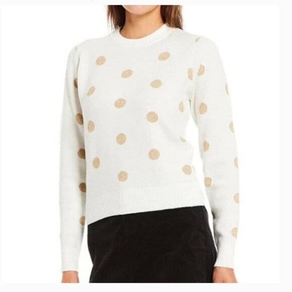 Draper James RSVP Women's Sweater Size XXL Cream Gold Polka Dot Long Sleeve EUC - Picture 12 of 12